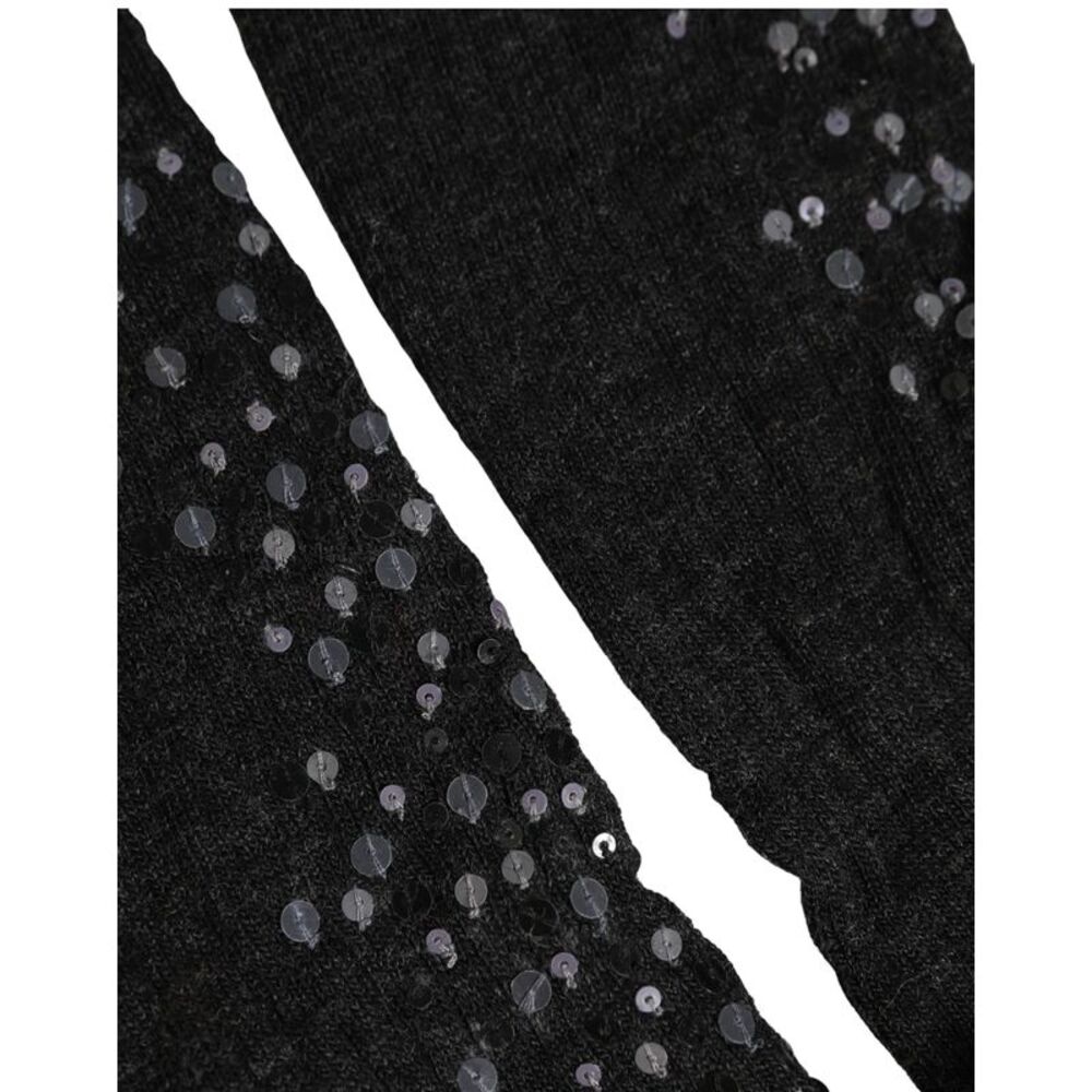 Dolce & Gabbana Dark Gray Sequined Wool Knee High Accessory Women's Socks
